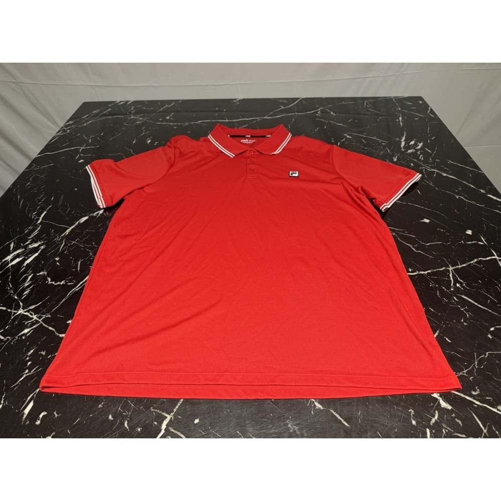 FILA Men's Classic Tennis Pique Polo Shirt Red NEW 2XL